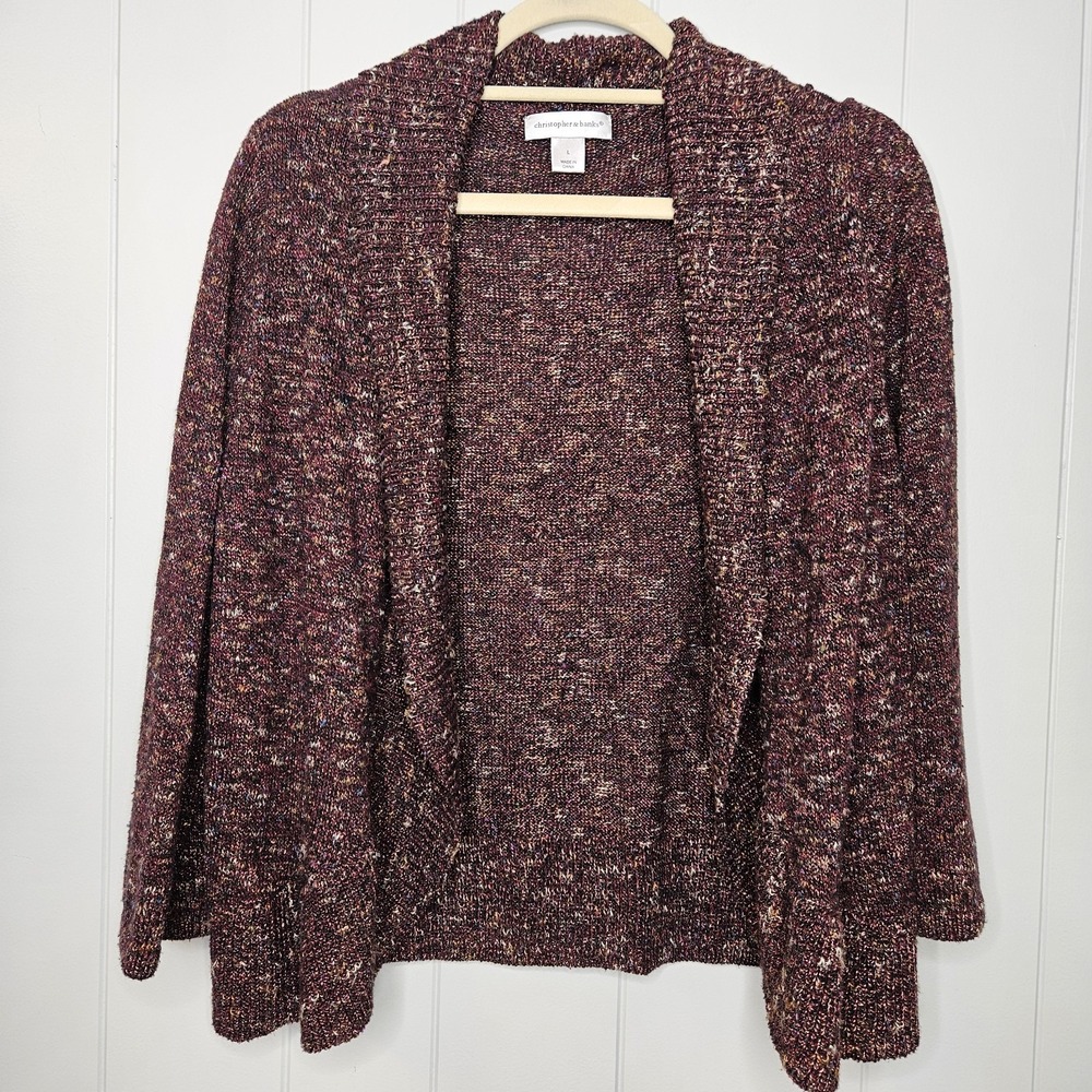 Christopher Banks Large Sweater‎ Stretchy Soft Cardigan Open Front